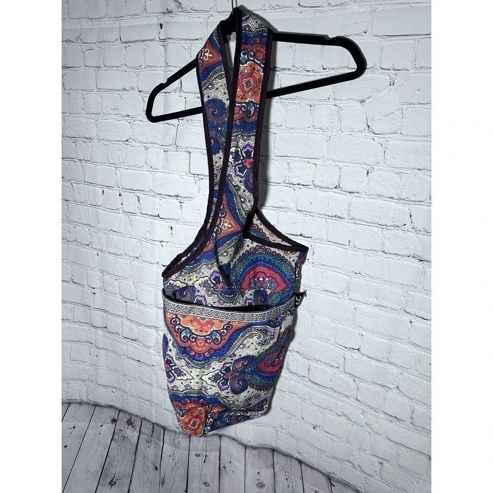 Ewedoos Yoga Mat Carrier Bag Paisley Boho Sling Tote Multicolor Canvas Gym Bag
